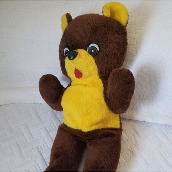 Vintage" Teddy Bear Plush yellow and brown 18" - Picture 1 of 12